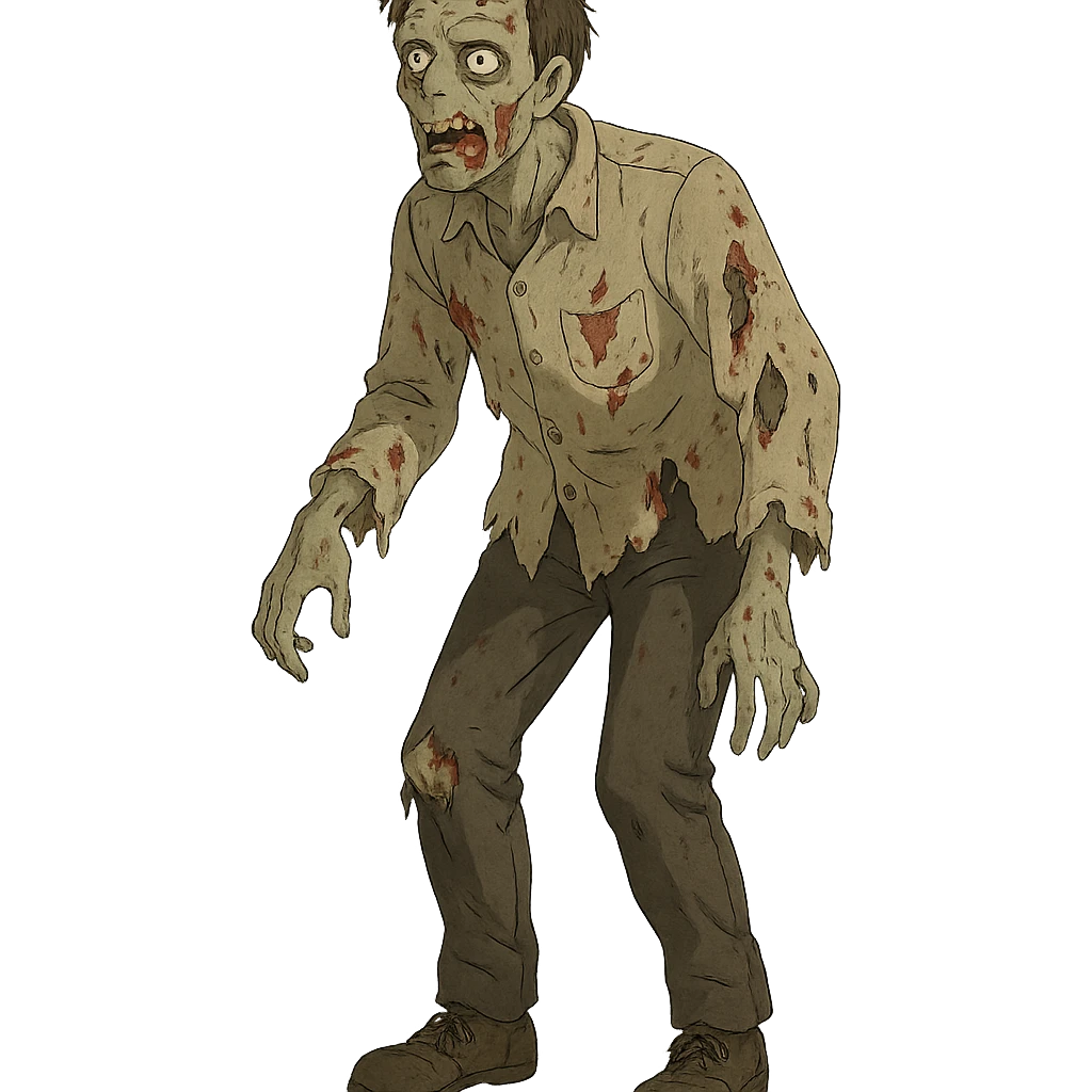 ghibli style zombie inspired by The Walking Dead emoji