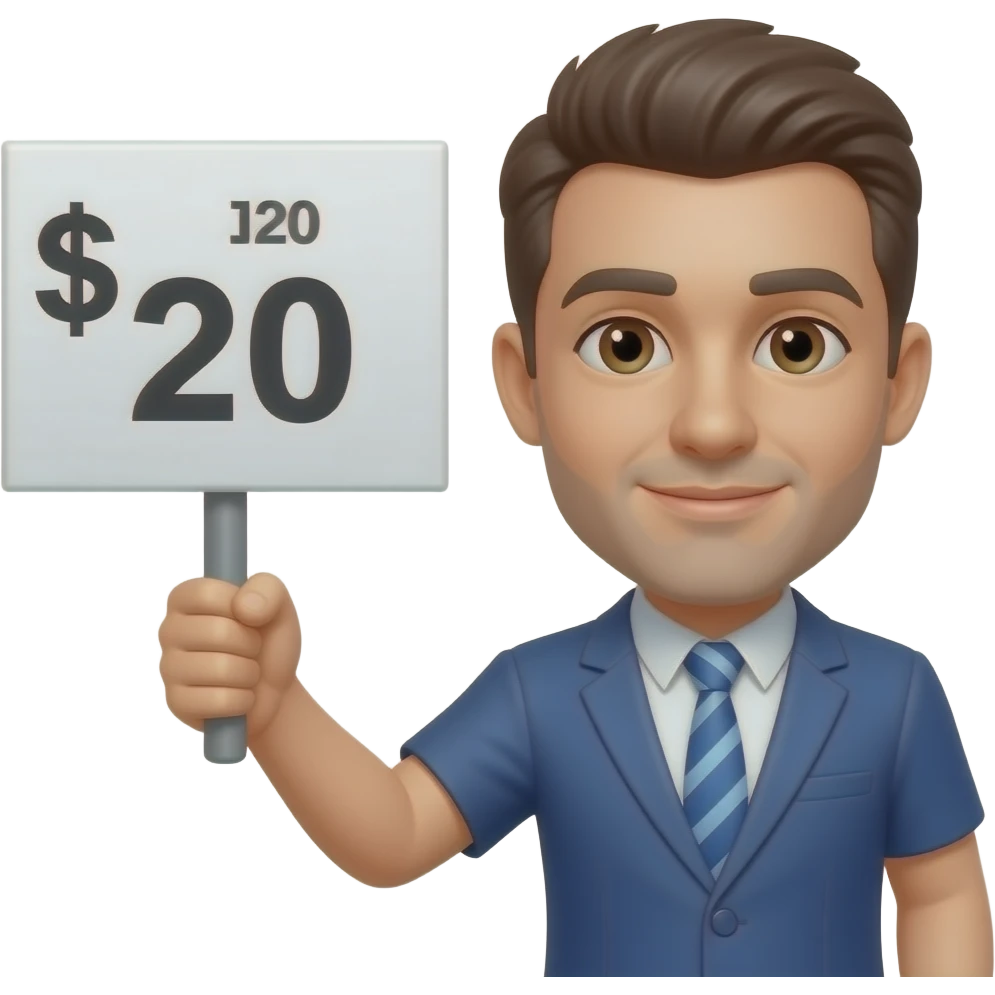 me holding a sign that says $20 is $20 emoji