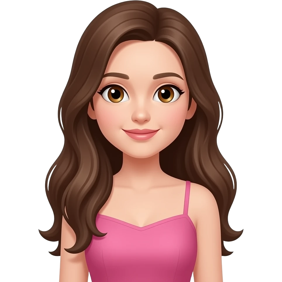 Pink dress Long brown hair fair skin hazel emoji that i can post as my name on instagram emoji