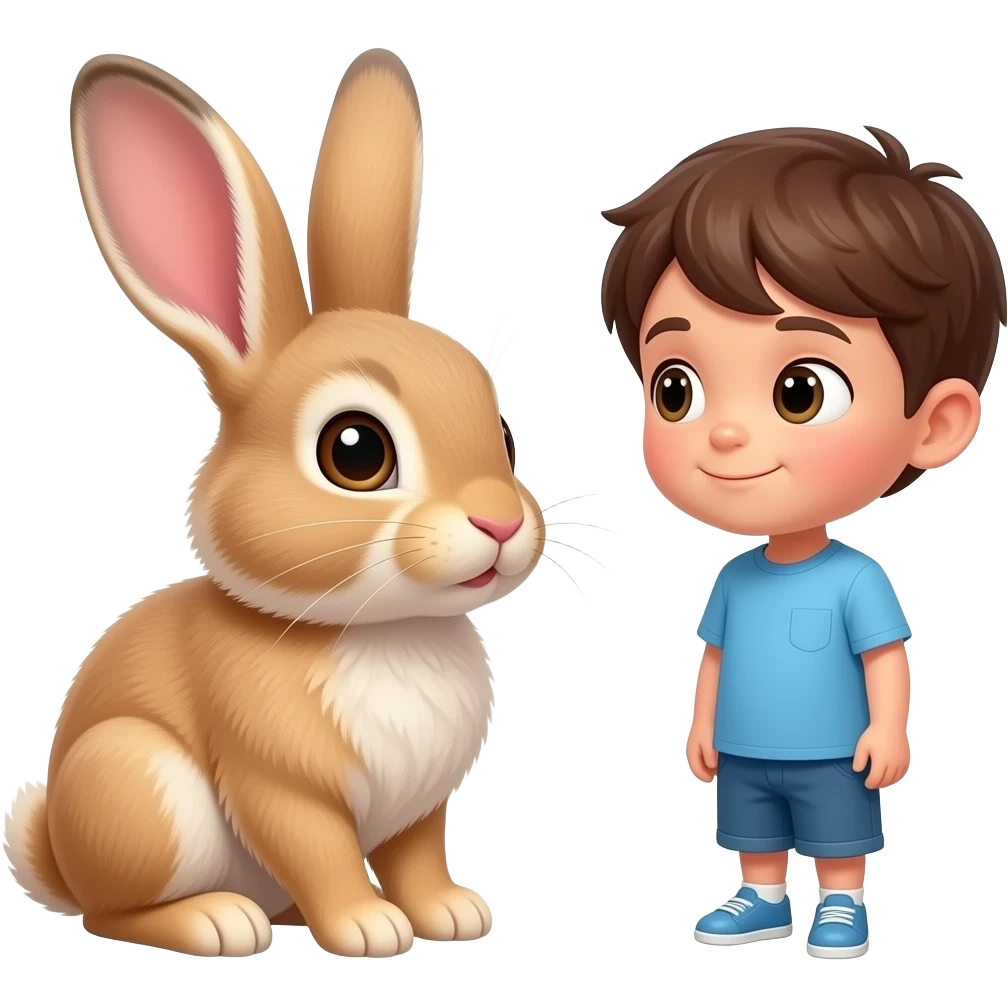 kid looking at the rabbit emoji