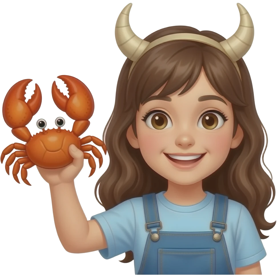 Crab hand boy celebrating girl with bull horns emoji
