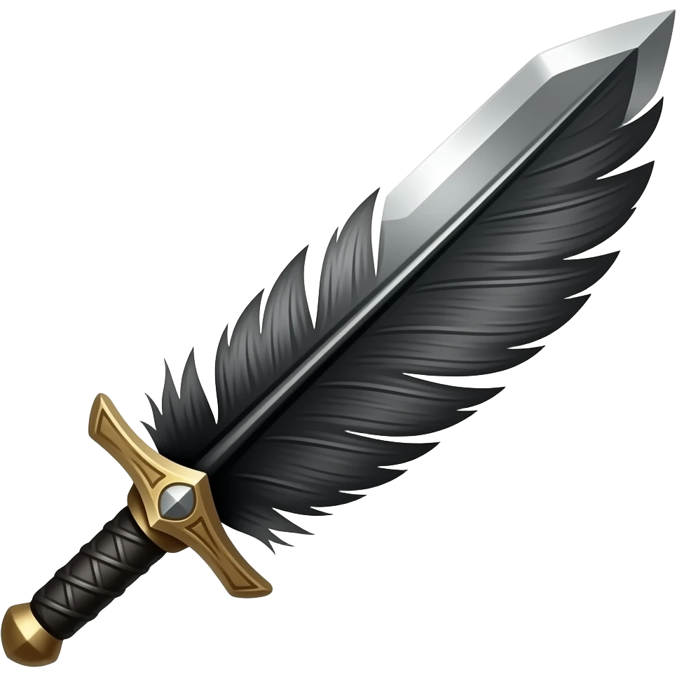 Black feather and sword emoji