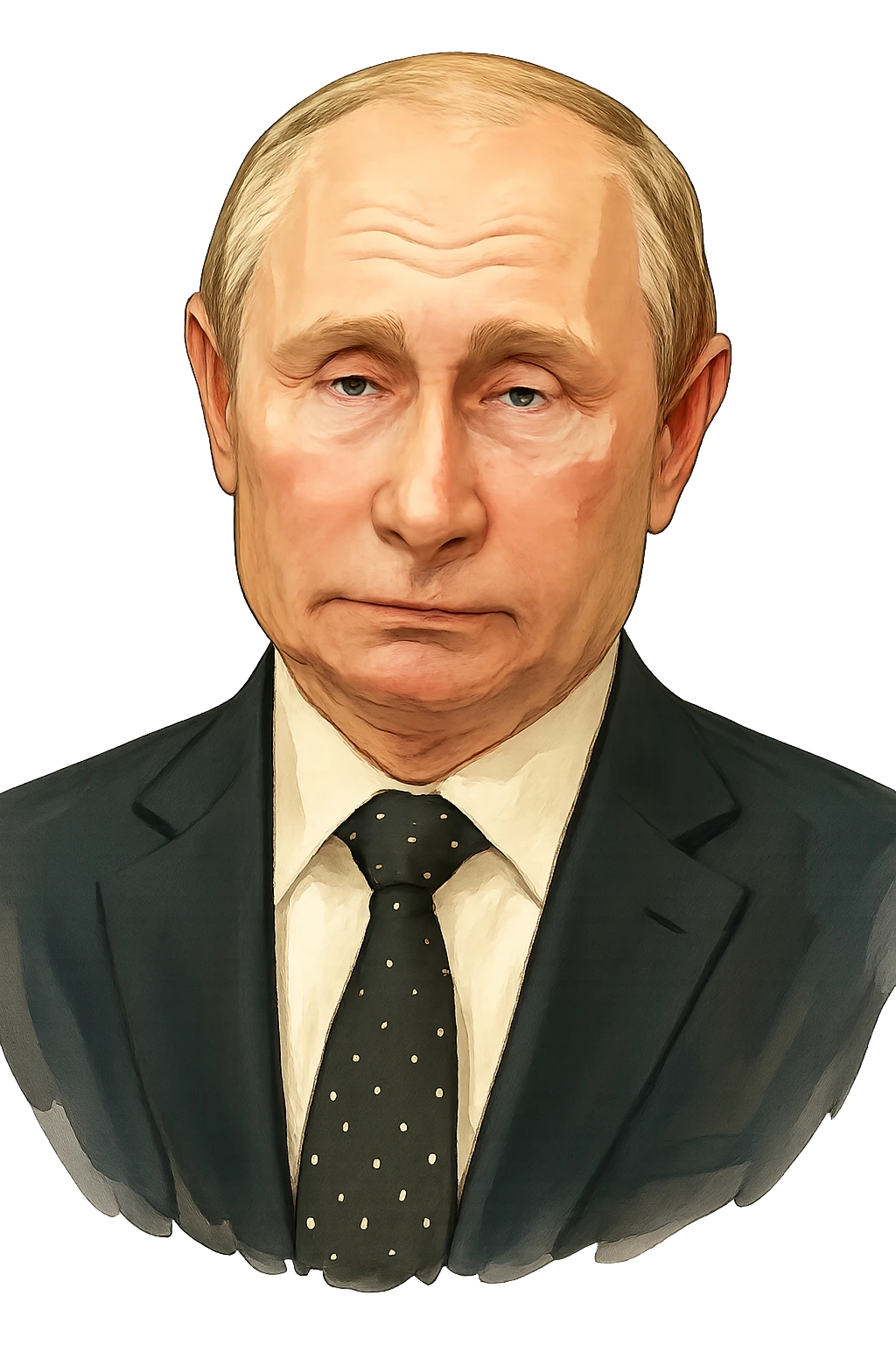 Владимир Путин в слегка рисованном, но при это объемный стиль, прозрачный фон emoji