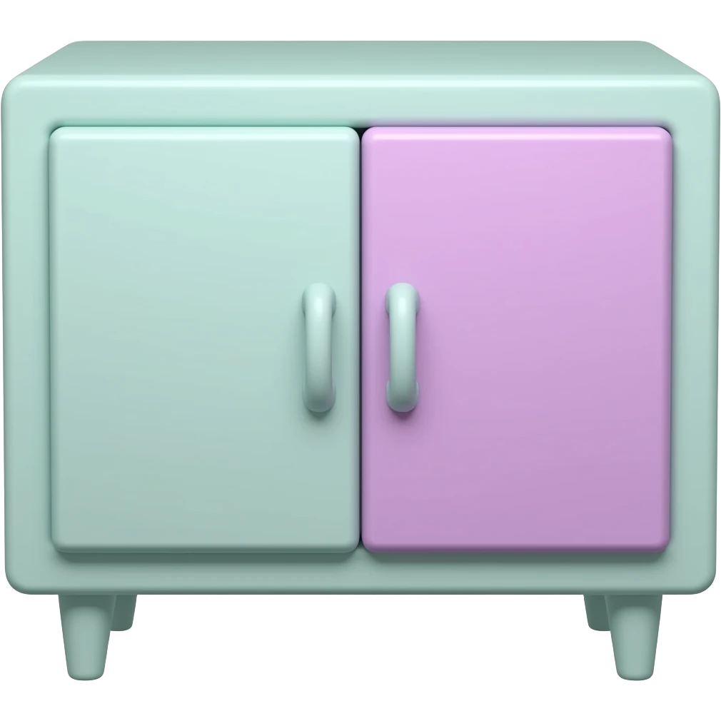 soft green purple living room cabinet , transparent background inspired by barbie colour pallete emoji