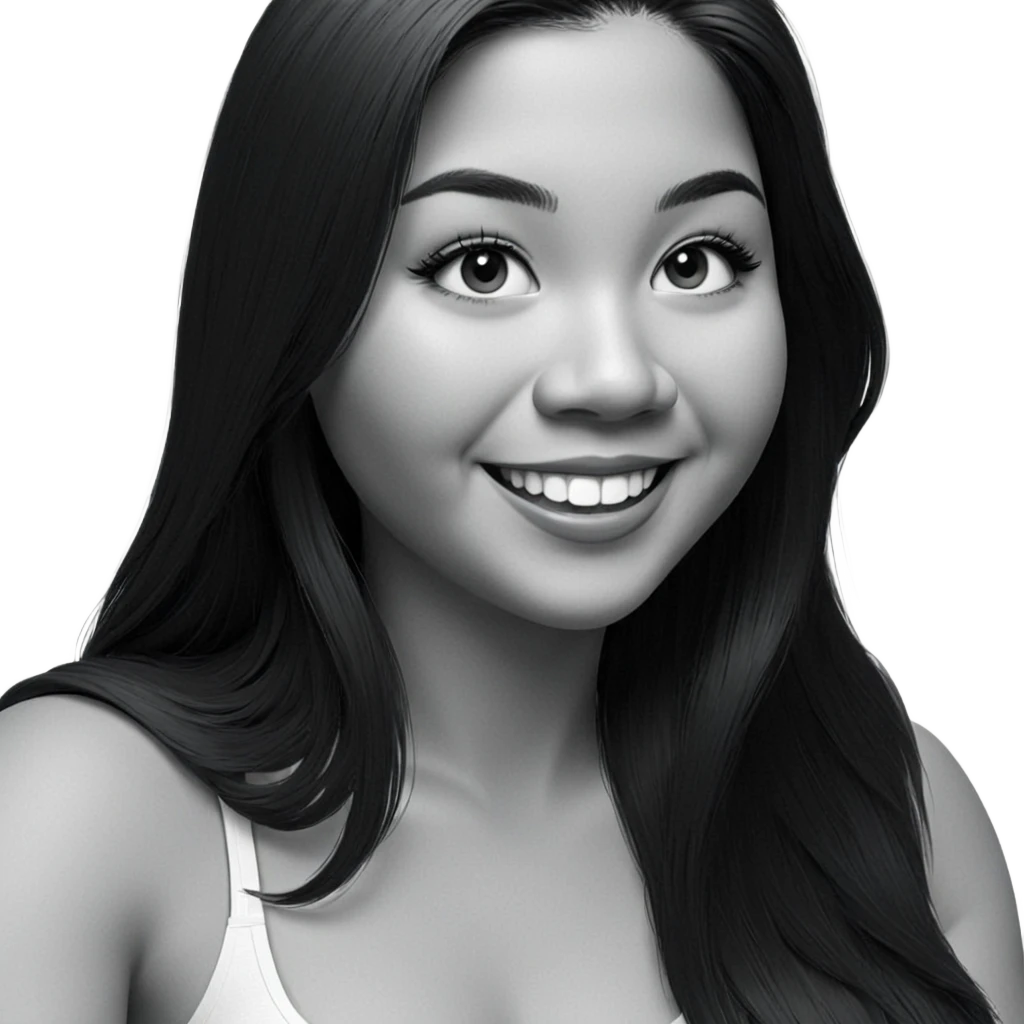 smiling girl in greyscale emoji