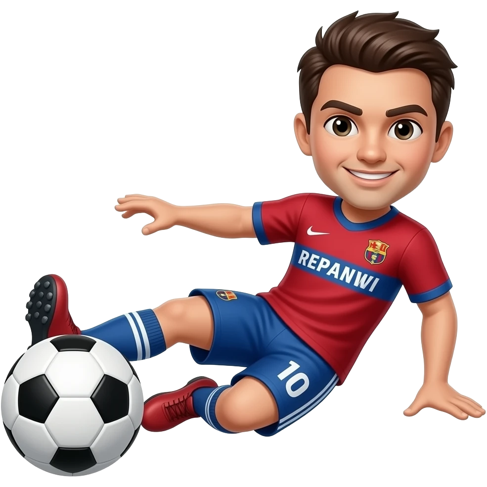 Jogador de futebol zagueiro dando carrinho na bola emoji