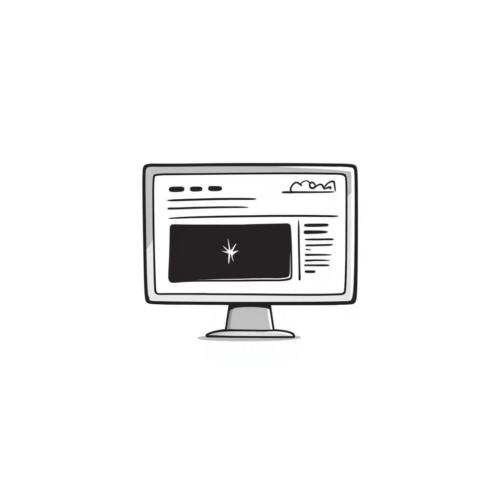 Hand-drawn website layout with navigation and content emoji