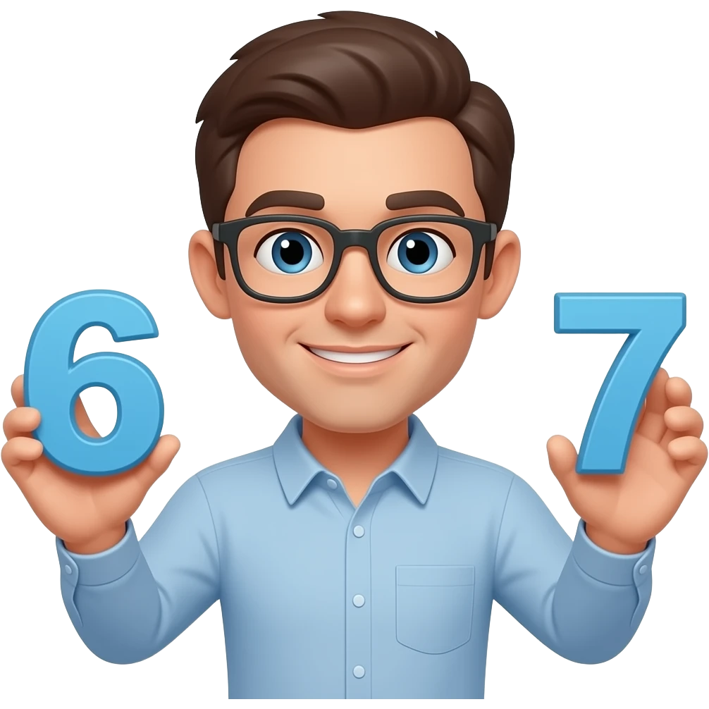 Can you make a guy holding a six and seven numbers in both handsds oth hands emoji