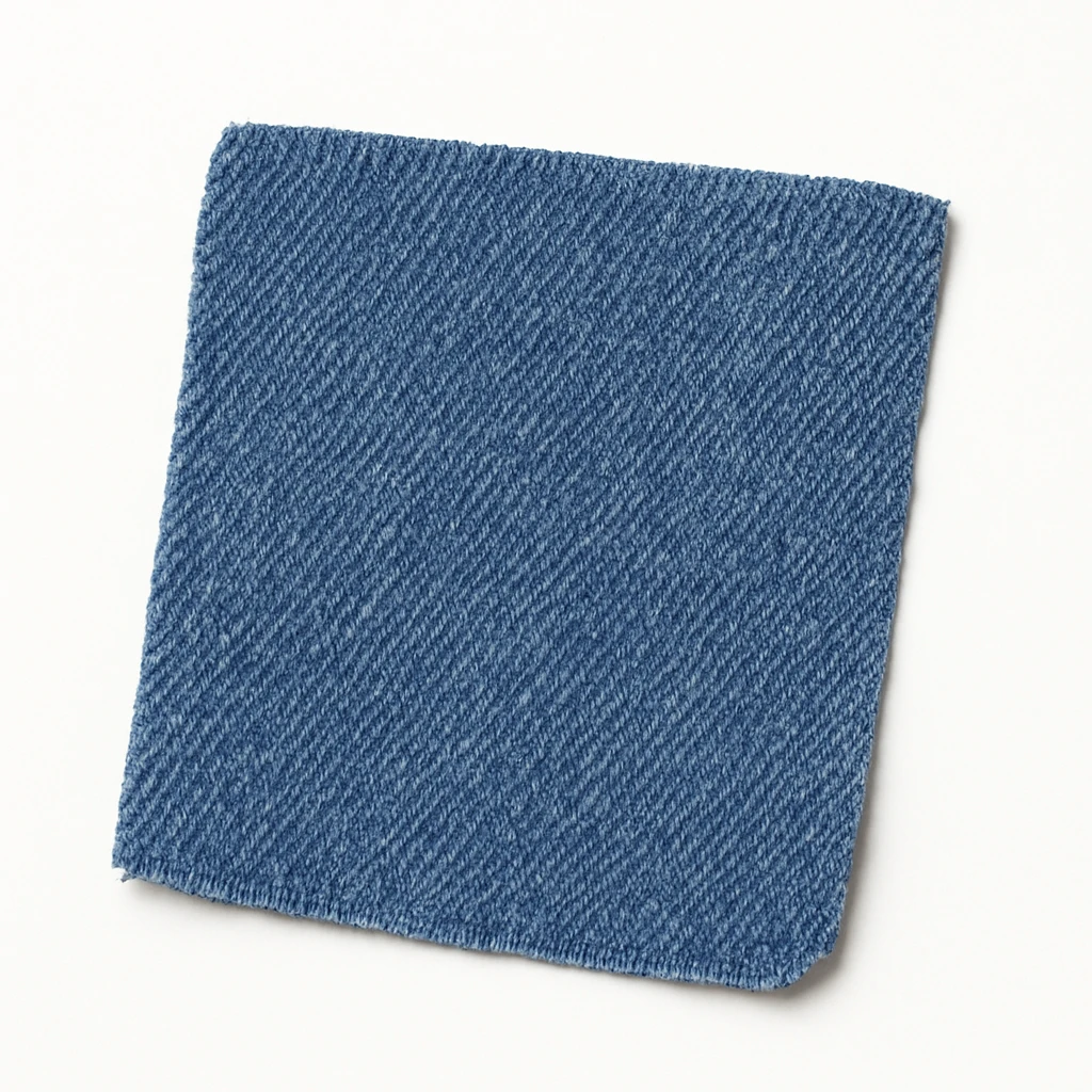 Сгенерируй мне аккуратный, но не квадратный, кусок джинсовой ткани, на чисто белом фоне

 emoji