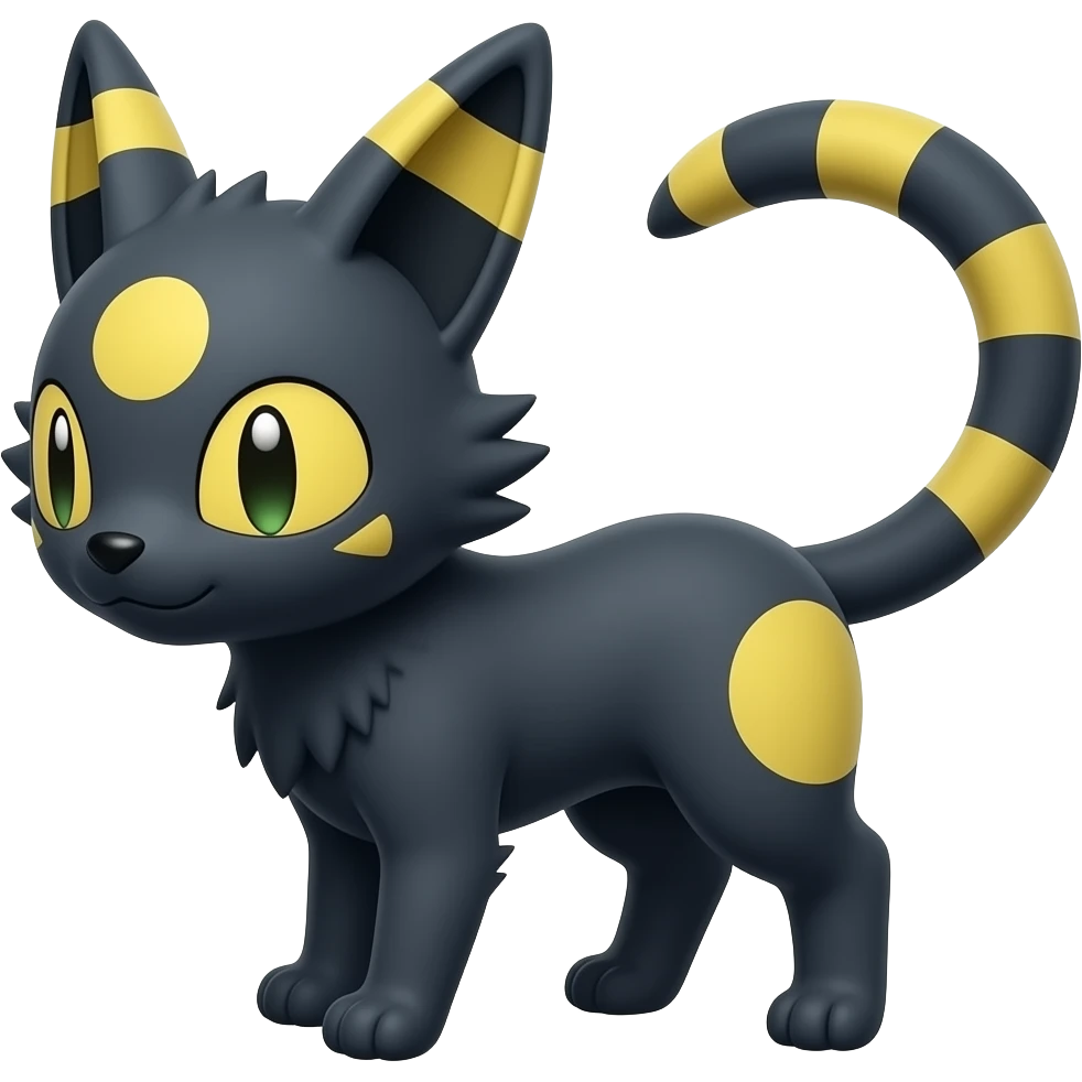 Umbreon-Furret-Litten-fusion-hybrid-animal-creature with tufted ears, tufted tail emoji