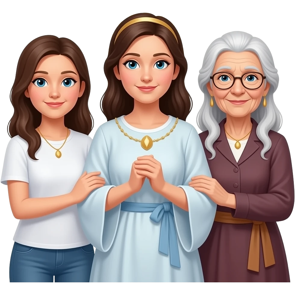 Triple goddess maiden, mother, old lady emoji