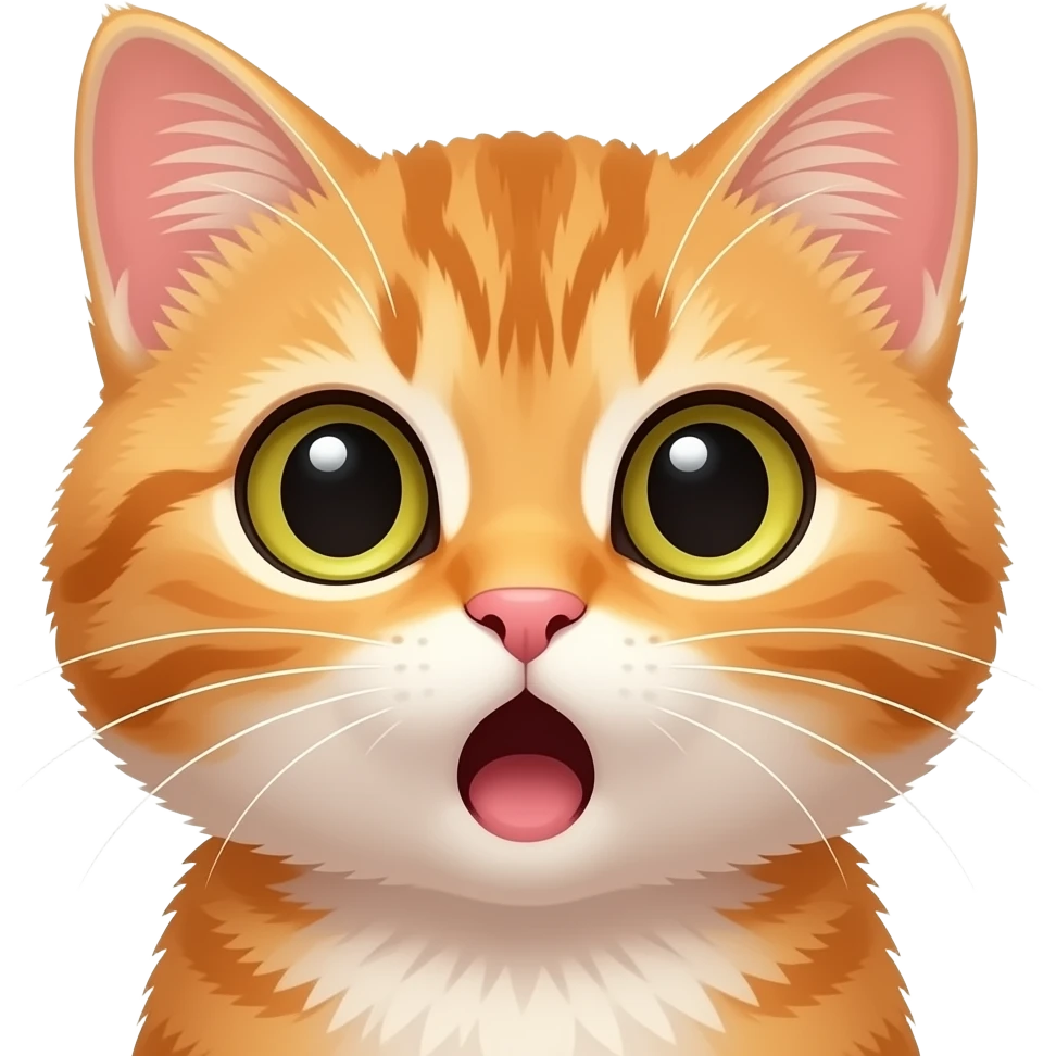 A little orange kitten with a surprised look on its face emoji