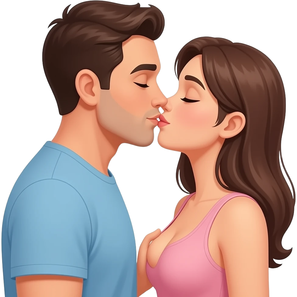 Man kissing womens nipples emoji