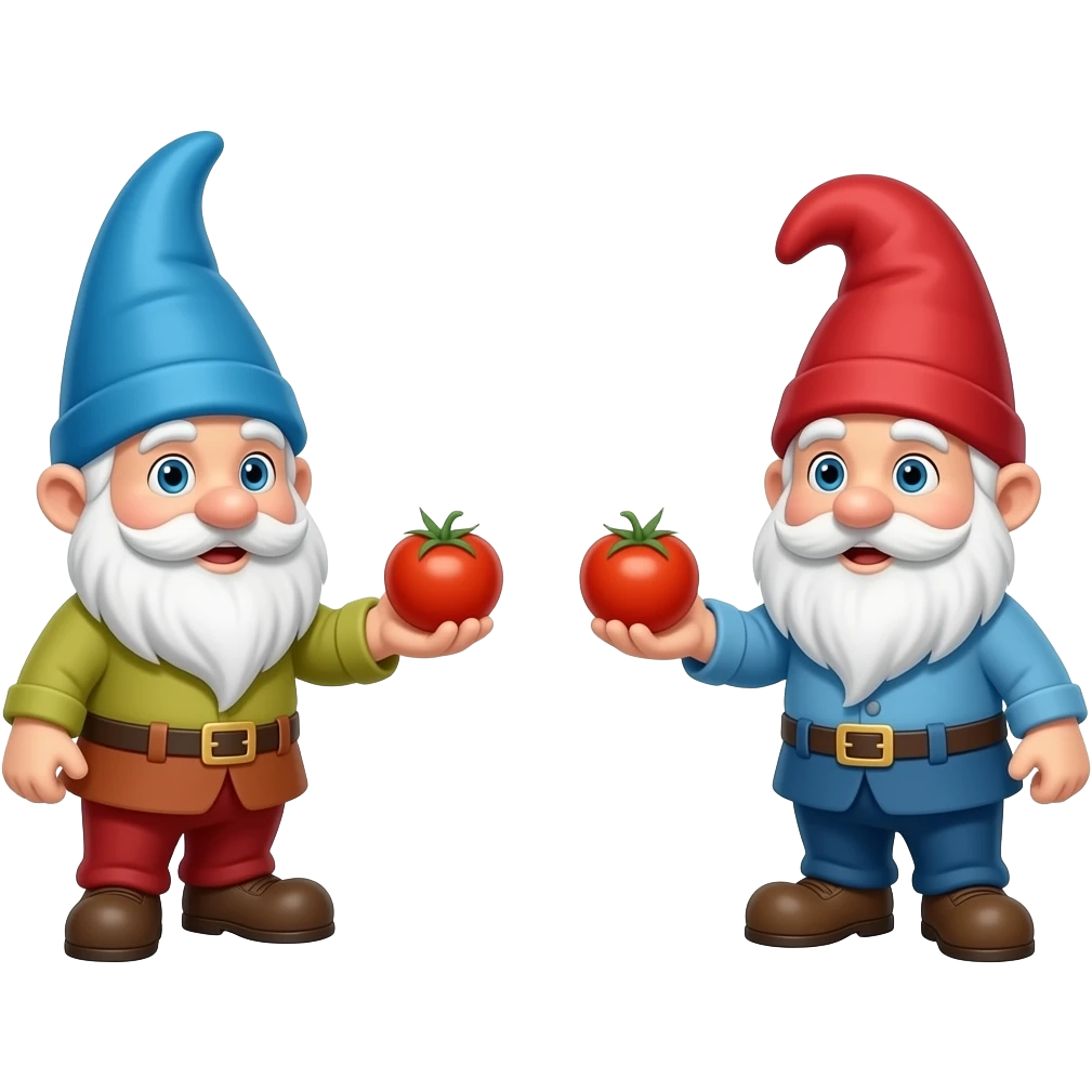 gnome throwing tomatoes at other gnome emoji