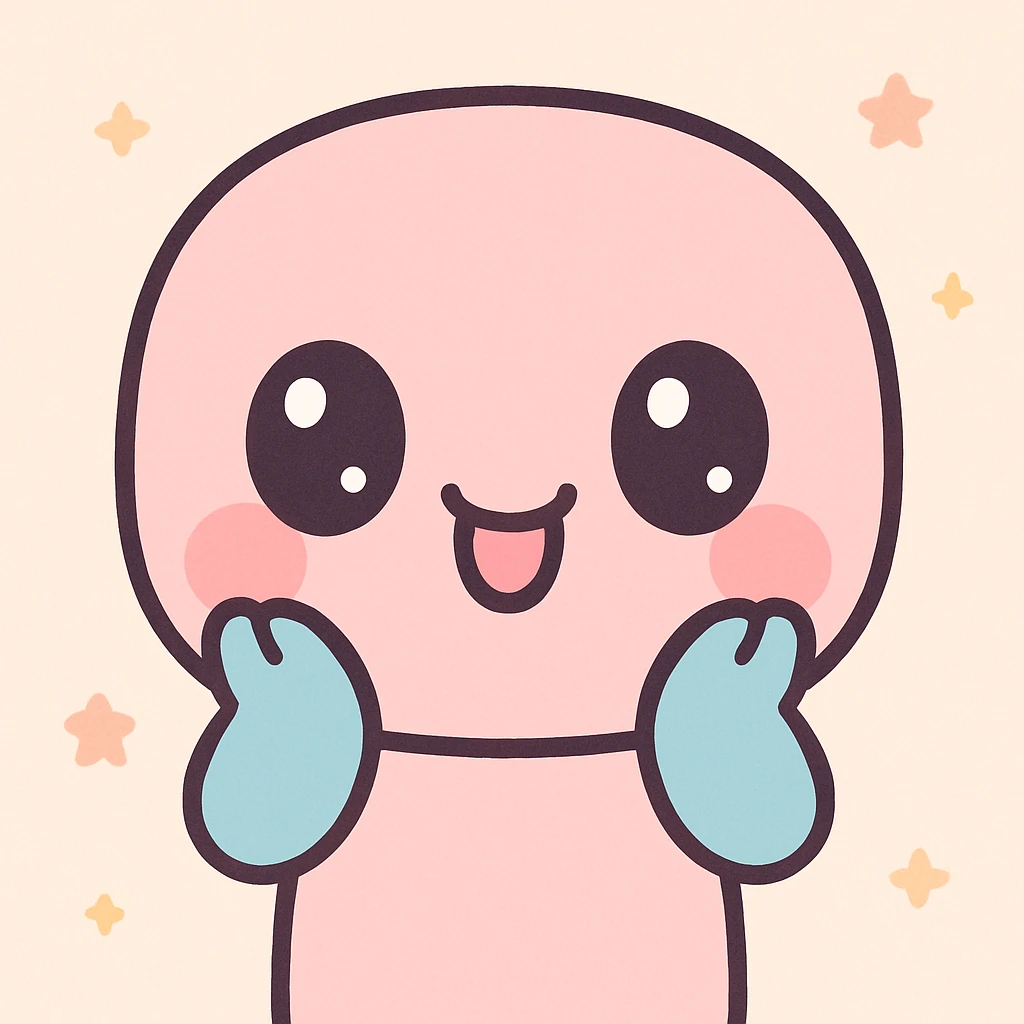 happy face with tongue out and hands on both sides of the face, kawaii cartoon style emoji