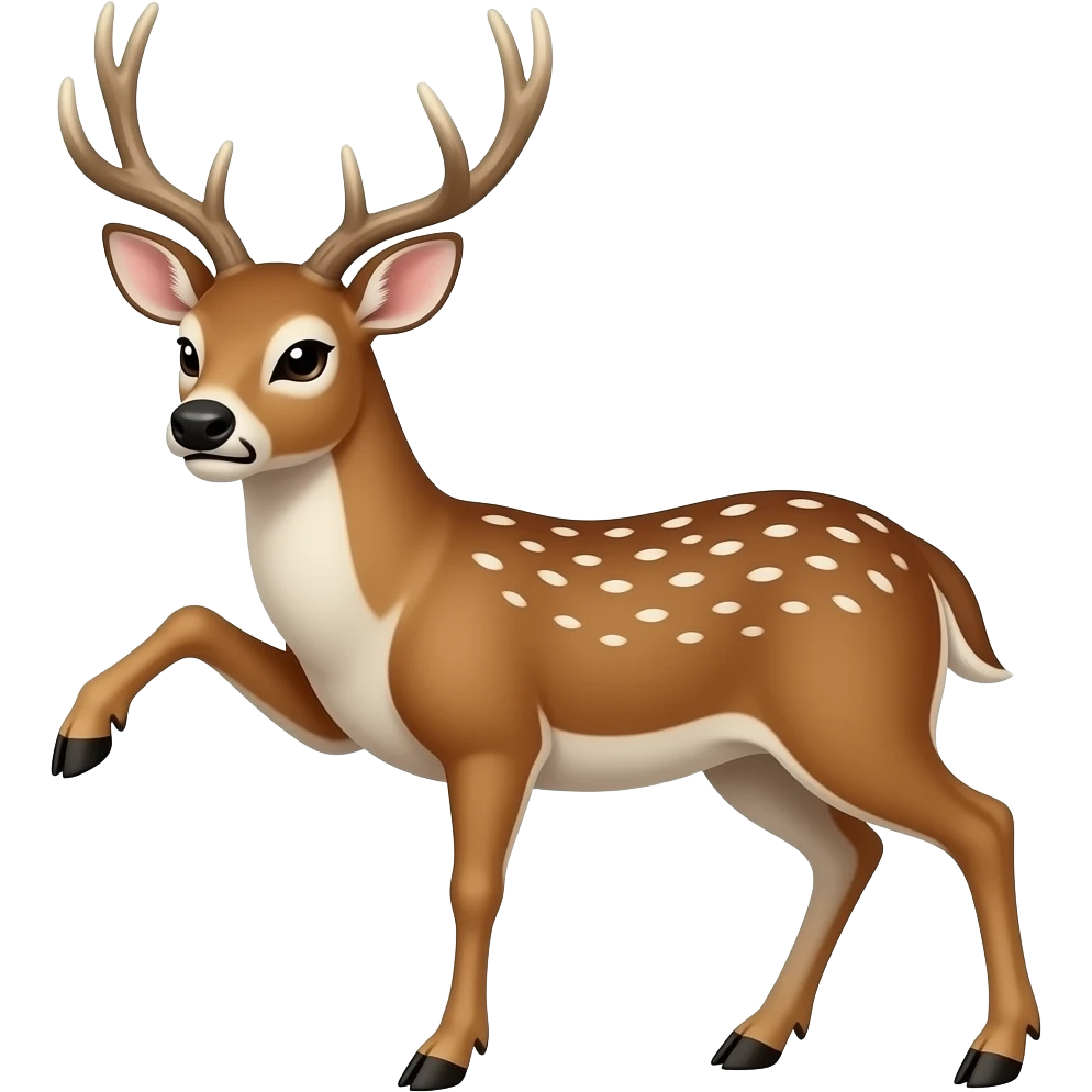 a deer with one hoof up looking mad emoji
