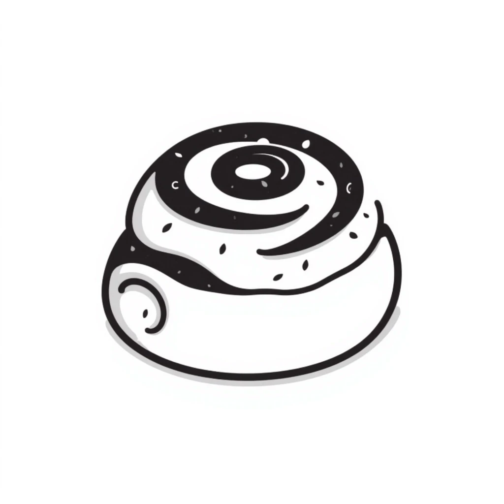 hand-drawn doodle style cinnamon roll, no background emoji