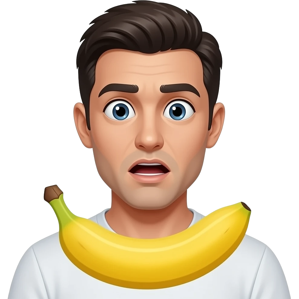 A man shocked at a banana(only the head) emoji