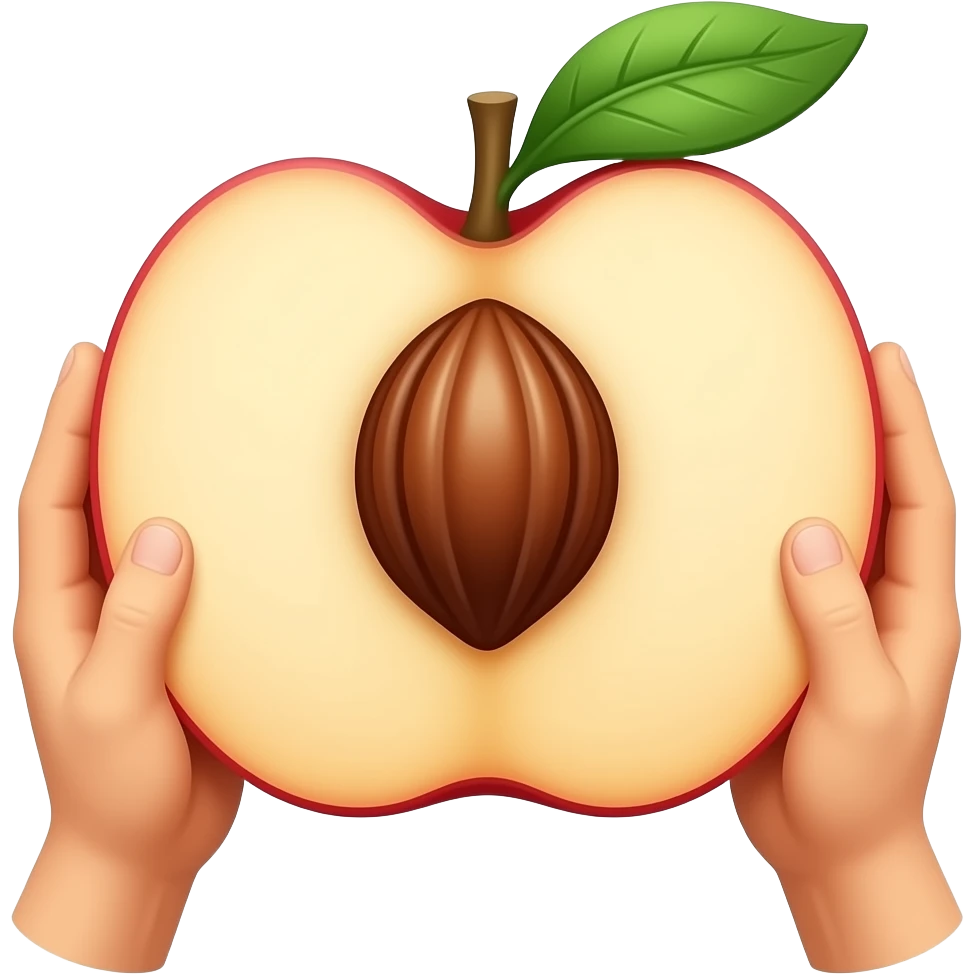 Mache ein Pfirsich mit einem kleinen runden und tiefen Tunnel-Loch das nach innen geht, ohne den Kern …es soll In der mitt der Pfirsich-Spalte liegen und der Pfirsich wird an den Seiten von zwei Händen gehalten emoji