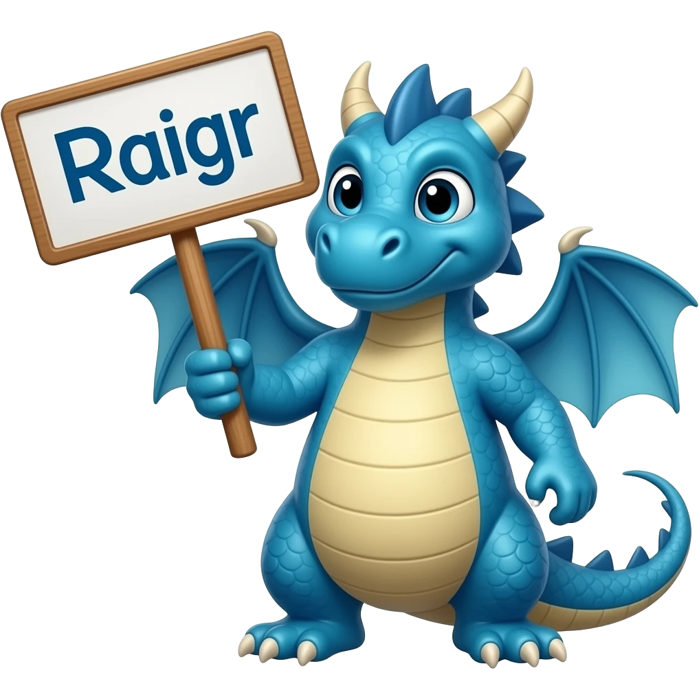 Blue dragon holding Raig sign emoji