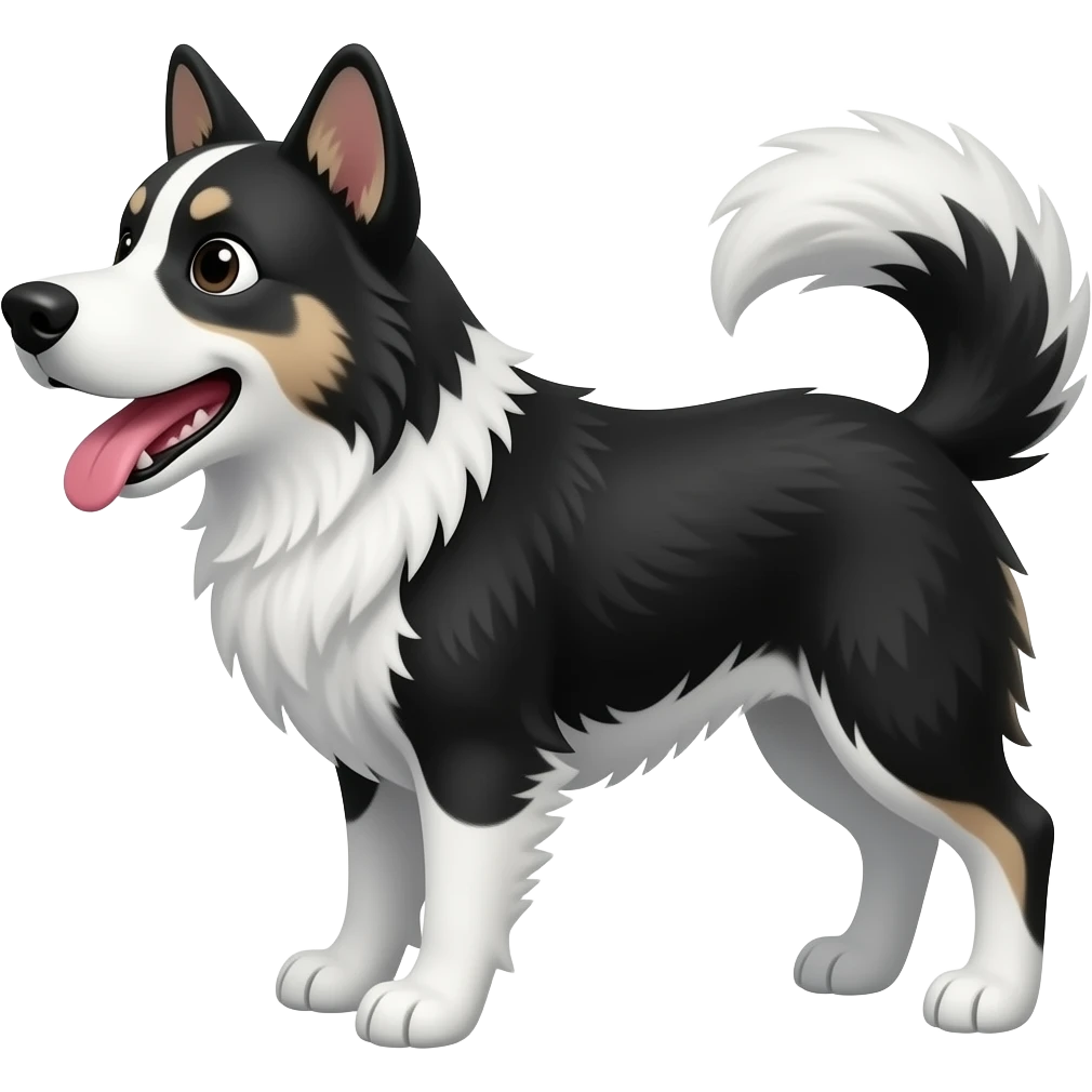 dog with tongue out black and white fur emoji