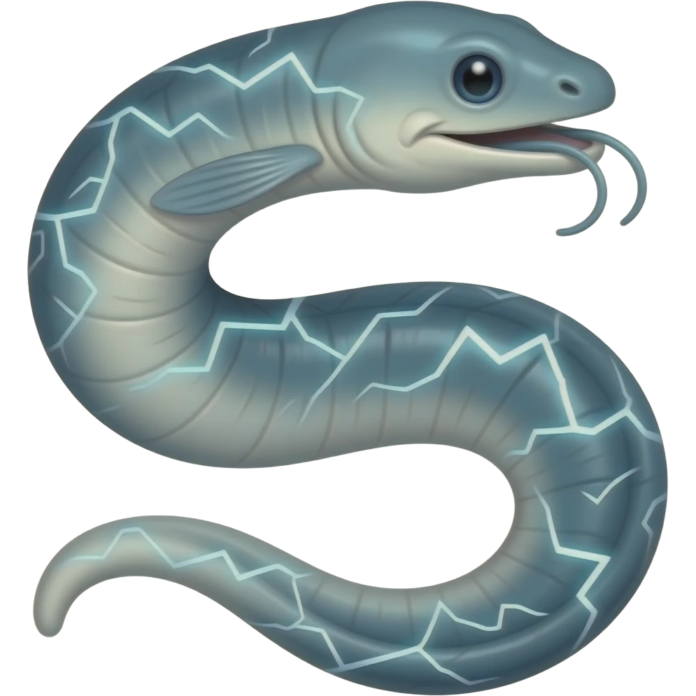 long electric eel with electricity emoji