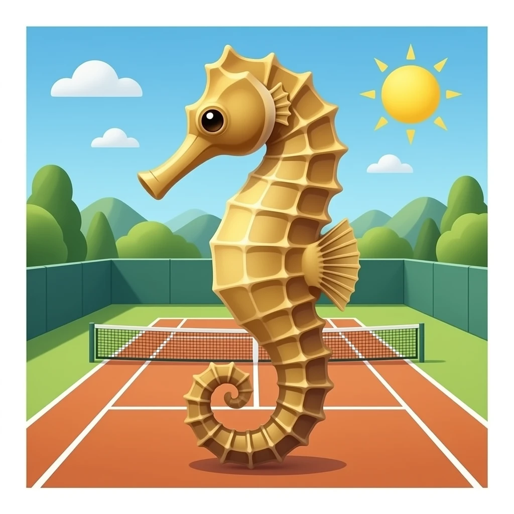 Seahorses on tennis court emoji