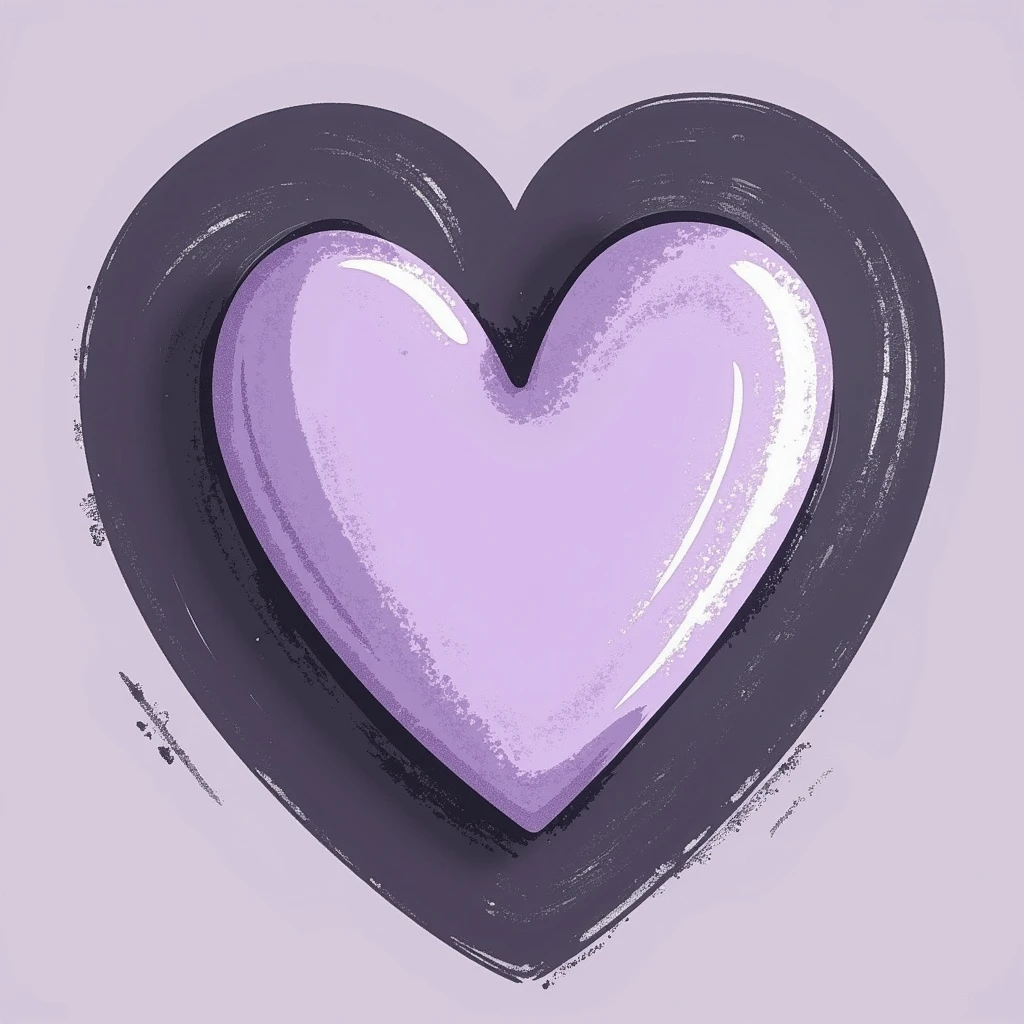hand-drawn chalk-style love emoji, soft lilac color palette, rough doodle-like texture, pastel chalk on dark surface, aesthetic and emotional style for Telegram channel emoji