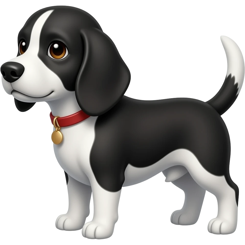 Black white beagle. Grey ears emoji