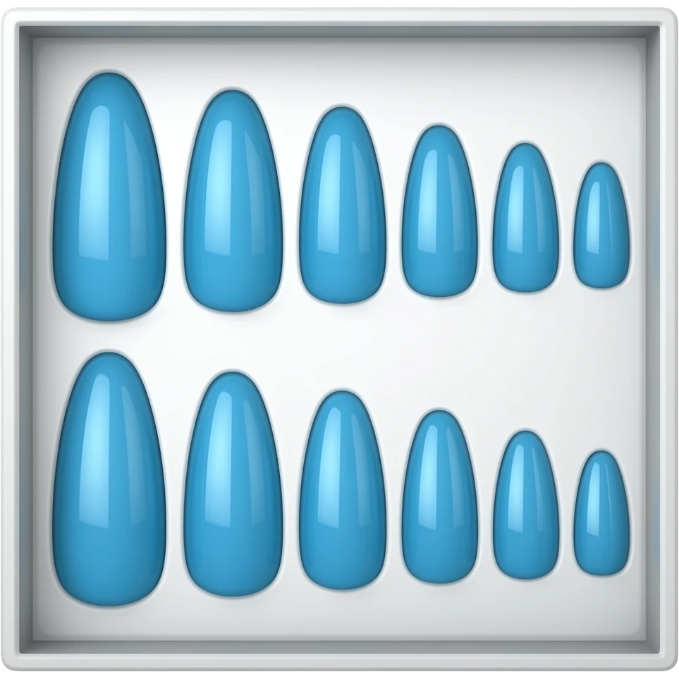Press on Nail same sizes blue in a box emoji