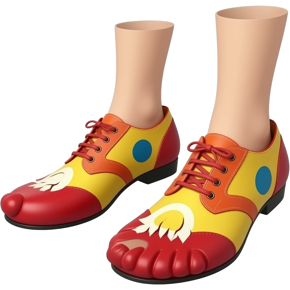 White toes with red toenails ripping of clown shoes emoji
