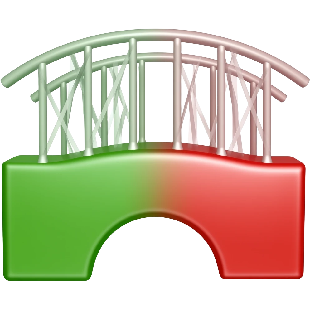 crea un emoji de un puente  que la mitad del puente sea de color verde y la otra mitad de color rojo) emoji
