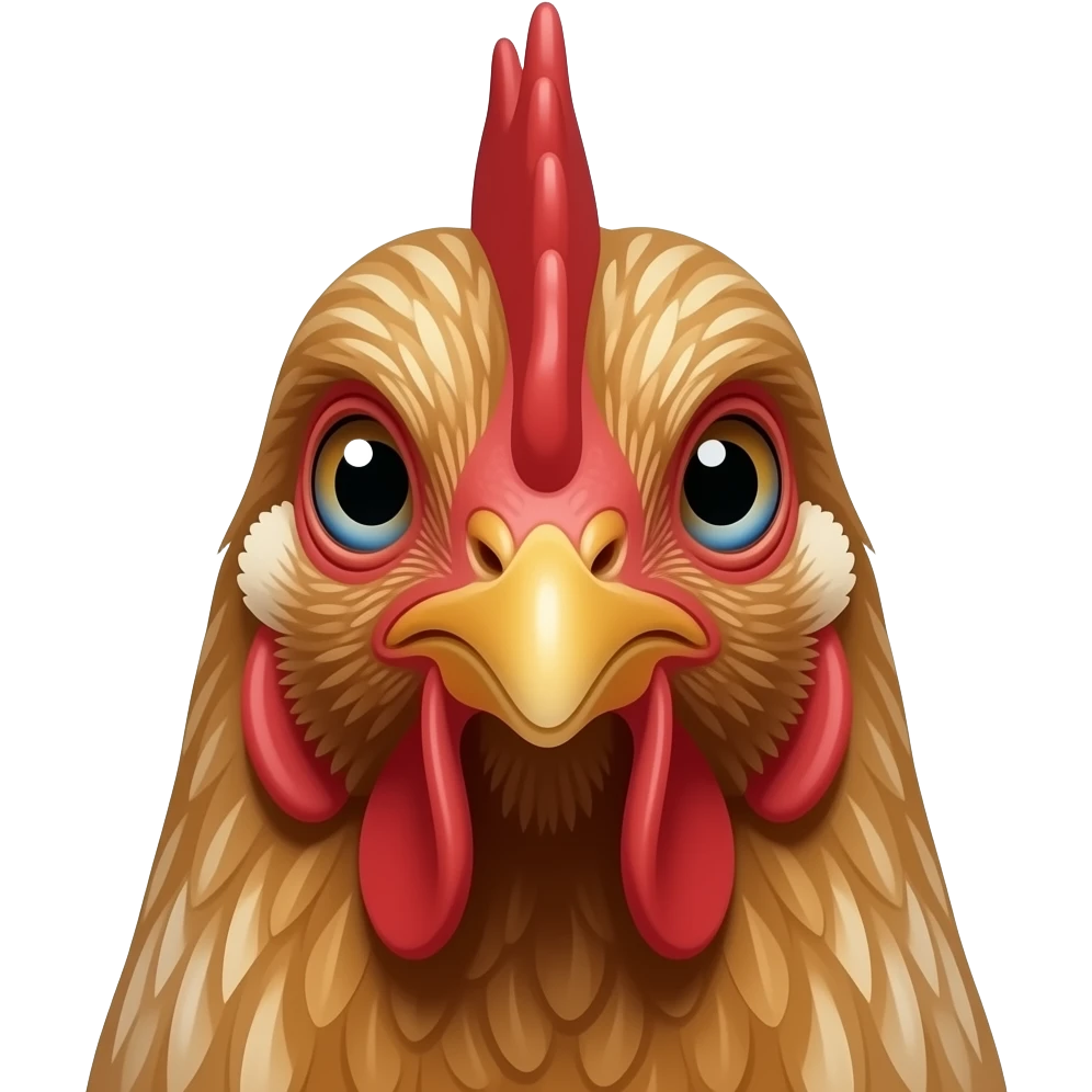 Female chicken straight front head closed mouth emoji