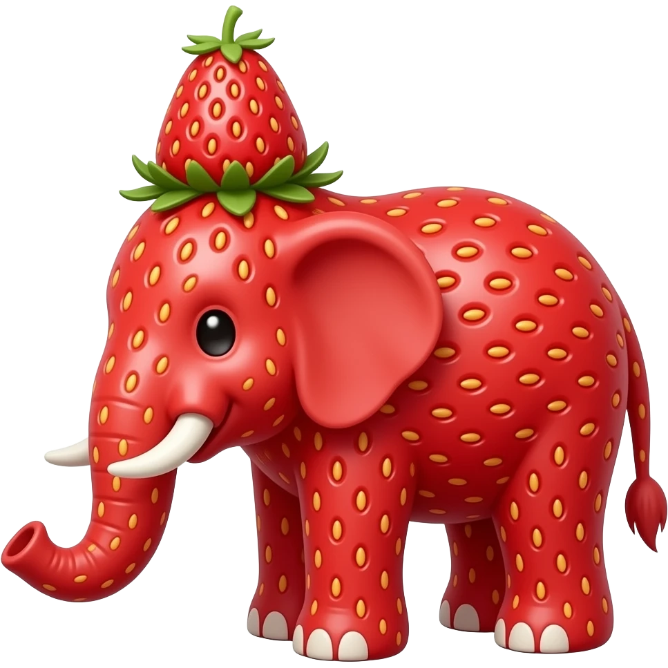 Make a elephant made out of remove on its head strawberries with a strawberry hat on its head emoji