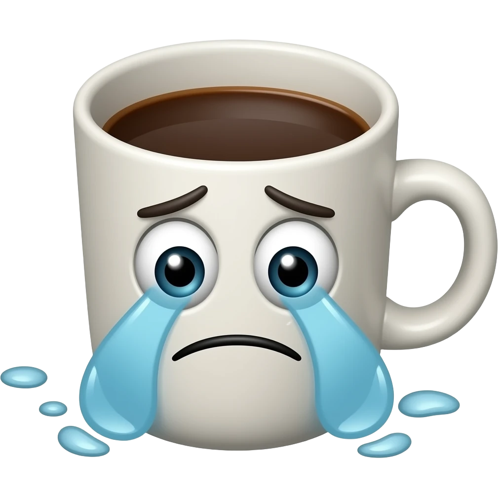 coffee cup animated whith eyes and mouth with very very unhappy. emoji