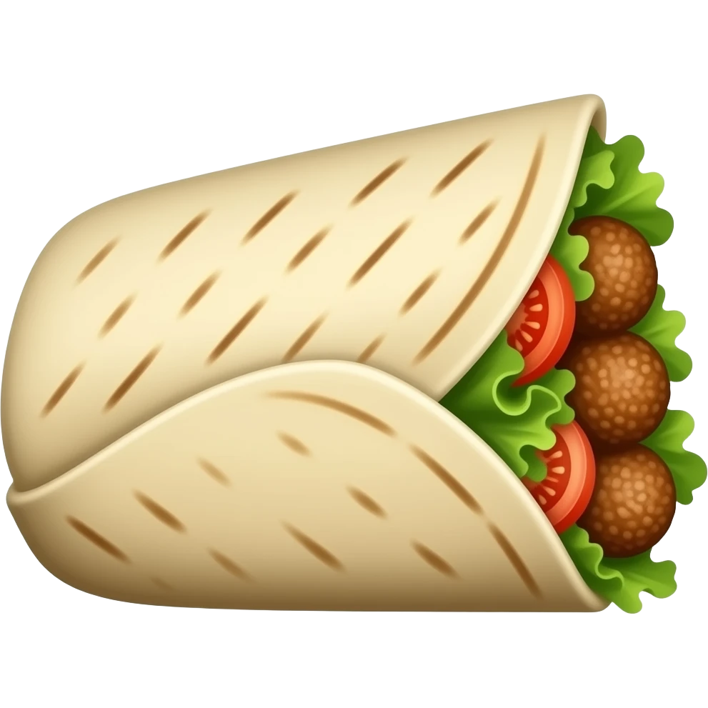single kebab in lavash tortilla kebab no background  with meat and salad and tomato no meatball emoji