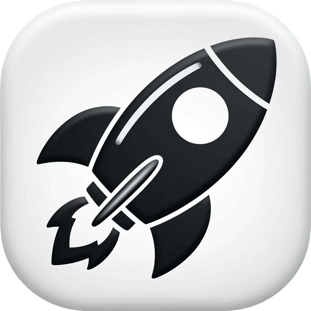 Generate a black icon of a rocket only on white bg. emoji