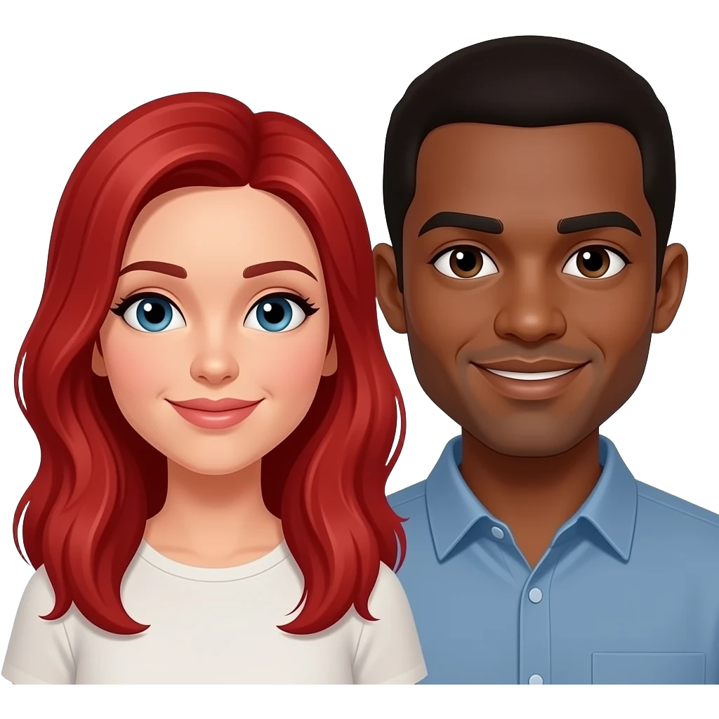 red hair white woman with brown man emoji