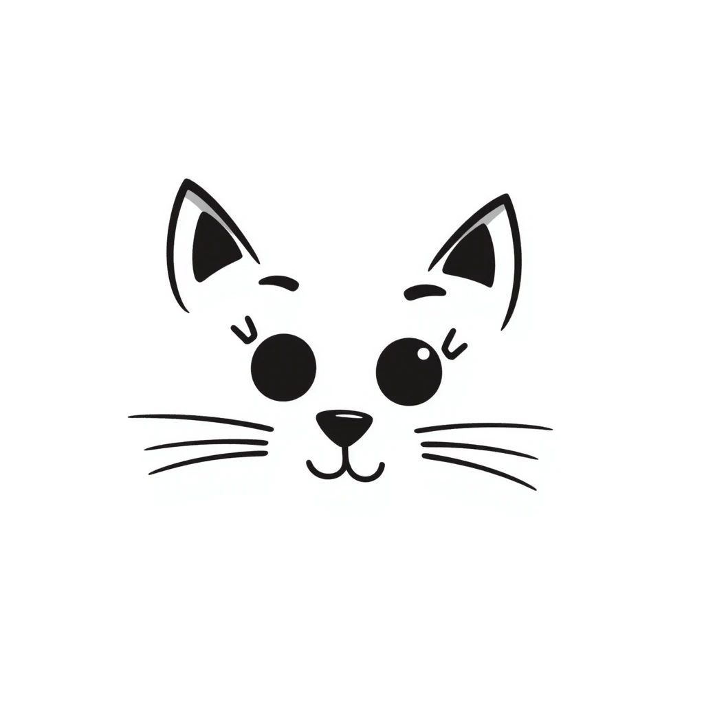 text art of a cute cat face using creative typography and symbols, playful and expressive emoji
