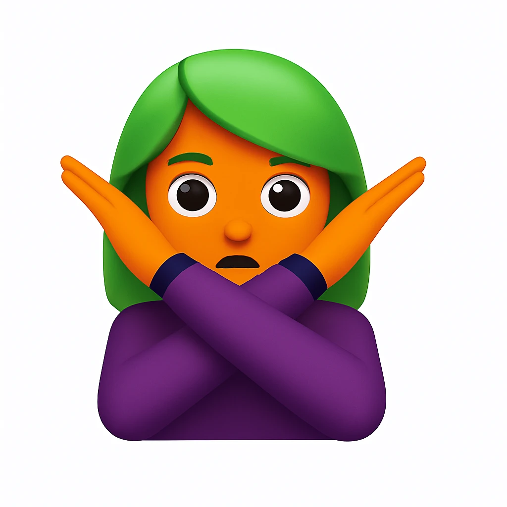 Change the woman's hair color to bright green, keep the orange skin and all other details the same as the reference emoji. The style is similar to the original emoji style with orange skin and bright green hair. emoji