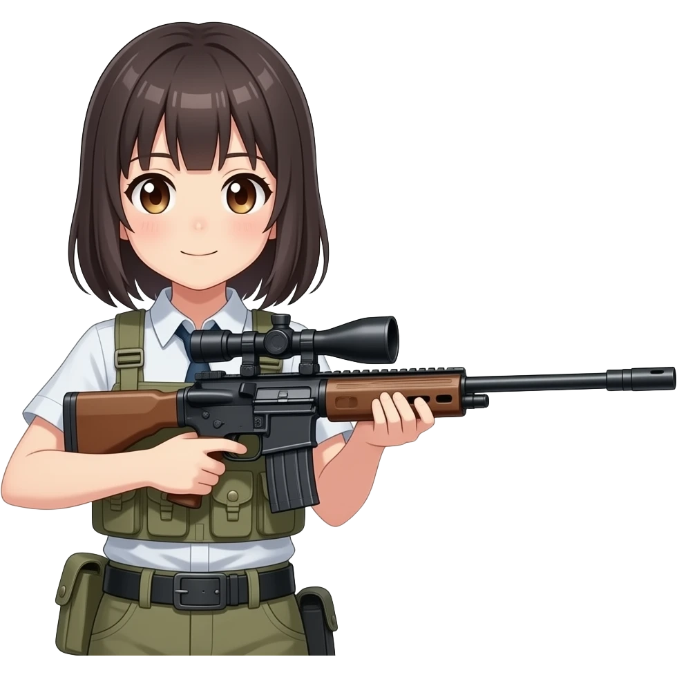 Anine girl with a sniper emoji