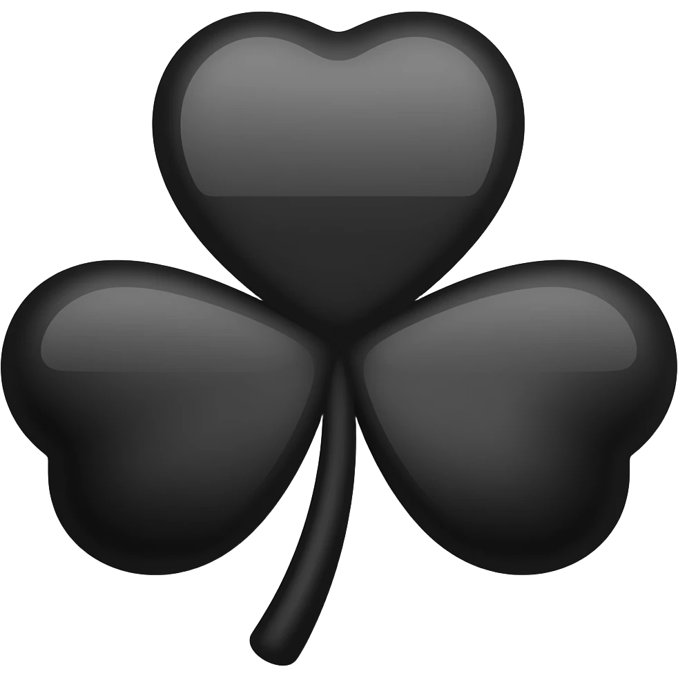 Trebol de 5 hojas totalmente negro emoji