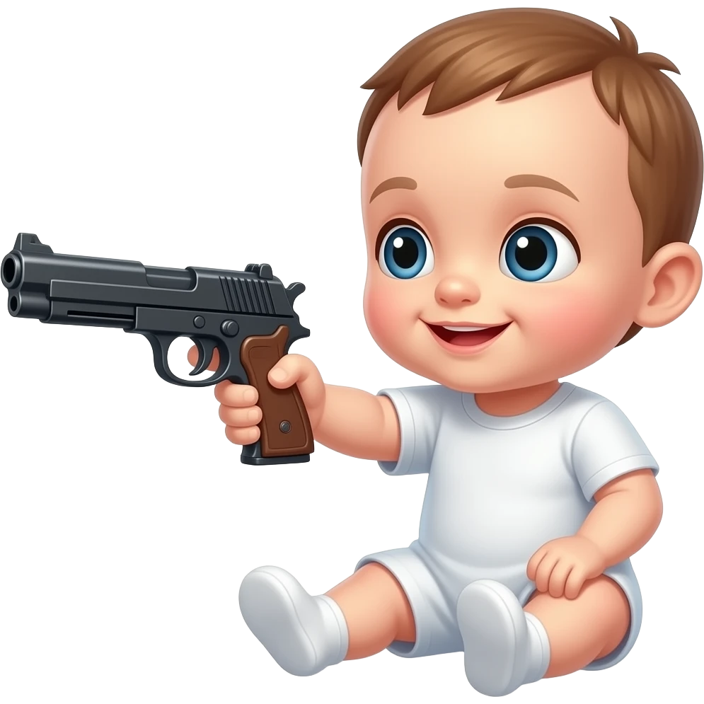 Baby with a gun emoji