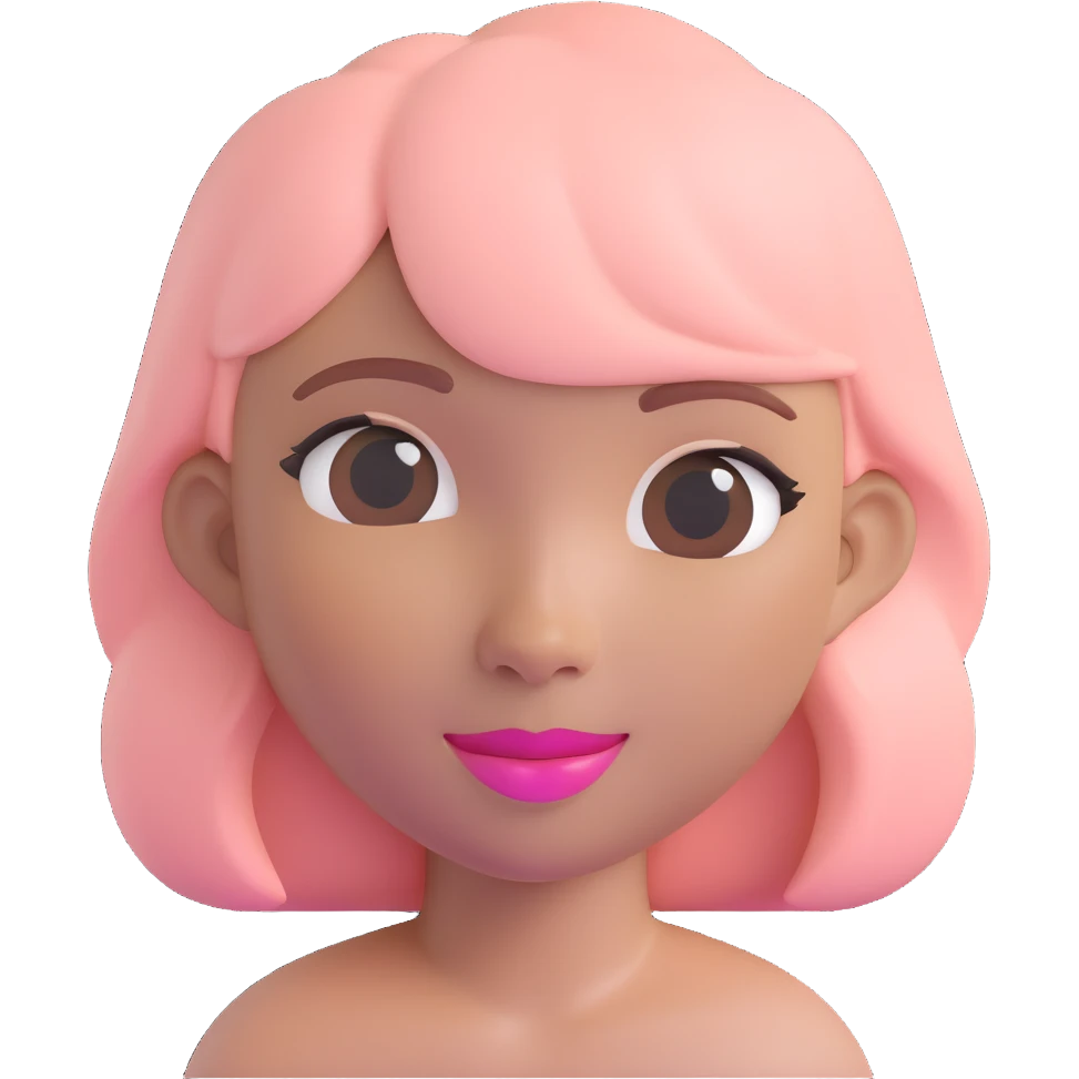 Change the lipstick color to a nude pink shade, keep all other features the same, maintain realistic Apple-style Memoji, 3D look, soft shading, gentle smile. emoji