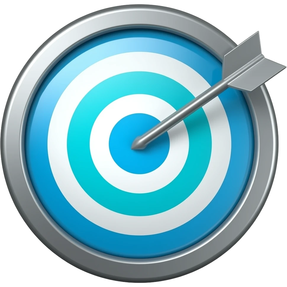 Target with arrow, colors include sky blue, sea turquoise, celestial white, coastal grey emoji