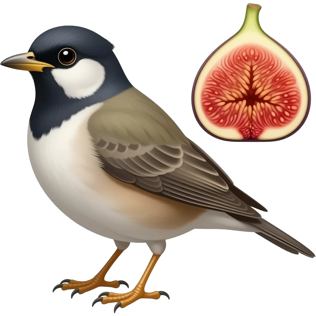 Bird and a figg, make them the same size, put the bird first and then the fig emoji