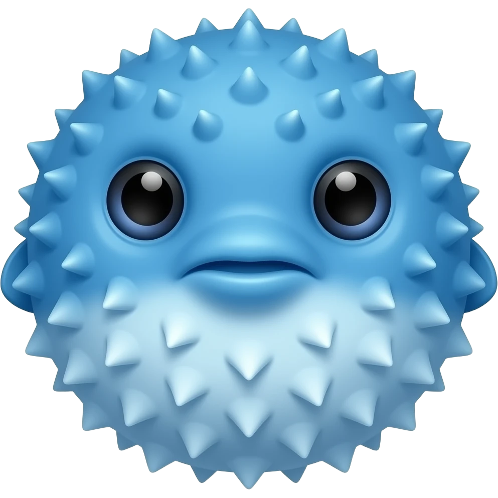 A strong blue puffer fish with a black beine that says his name doodle emoji