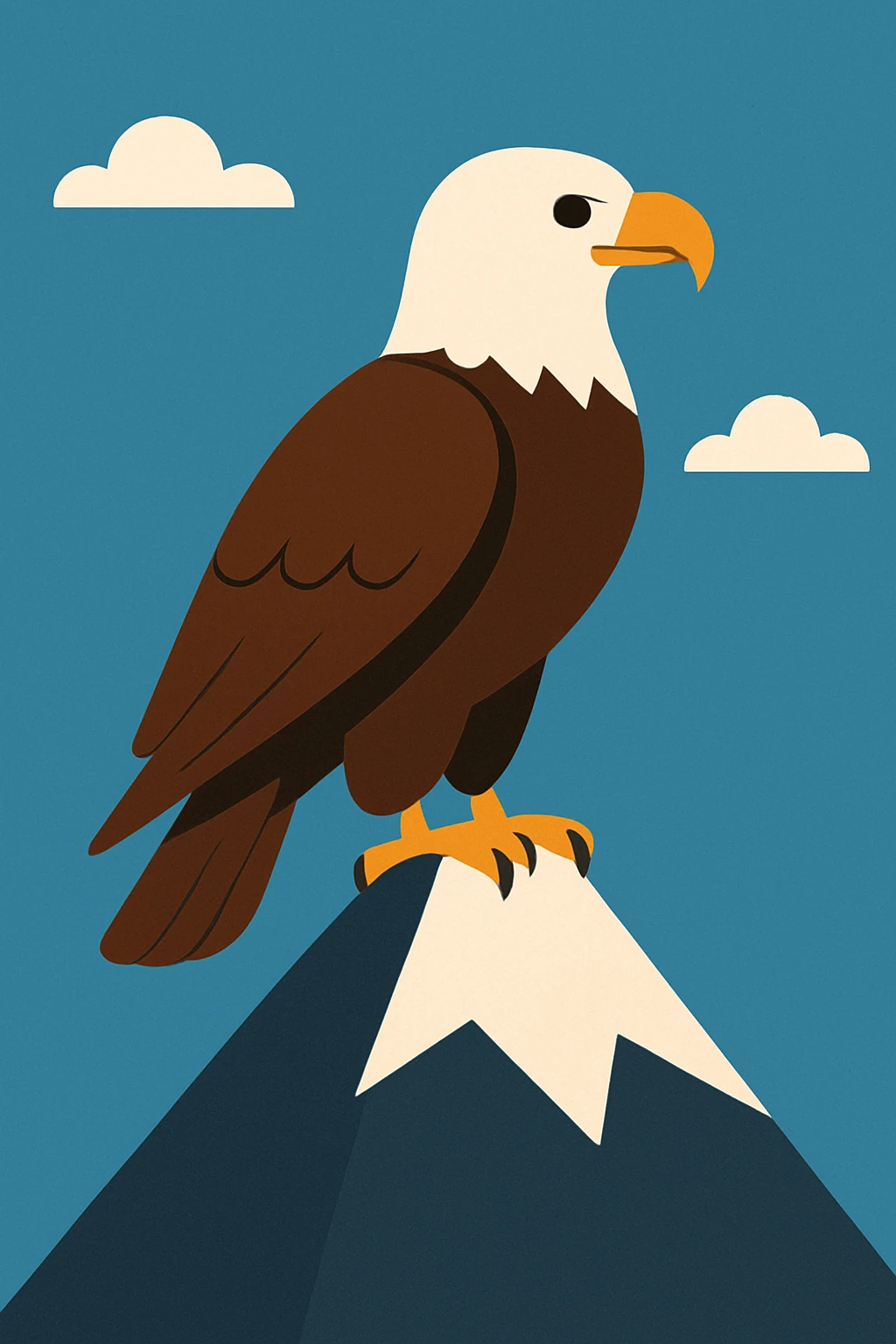 Flat design style eagle in the peak emoji