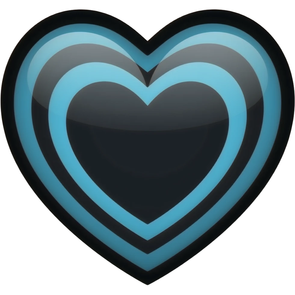 Black and blue heart black in the middle light blue in circles emoji