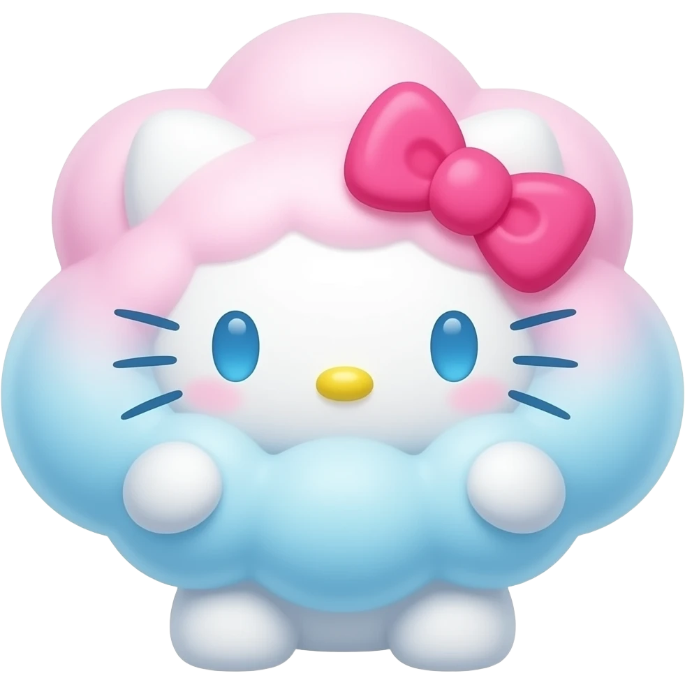 Cotton candy sanrio pink & blue plush emoji